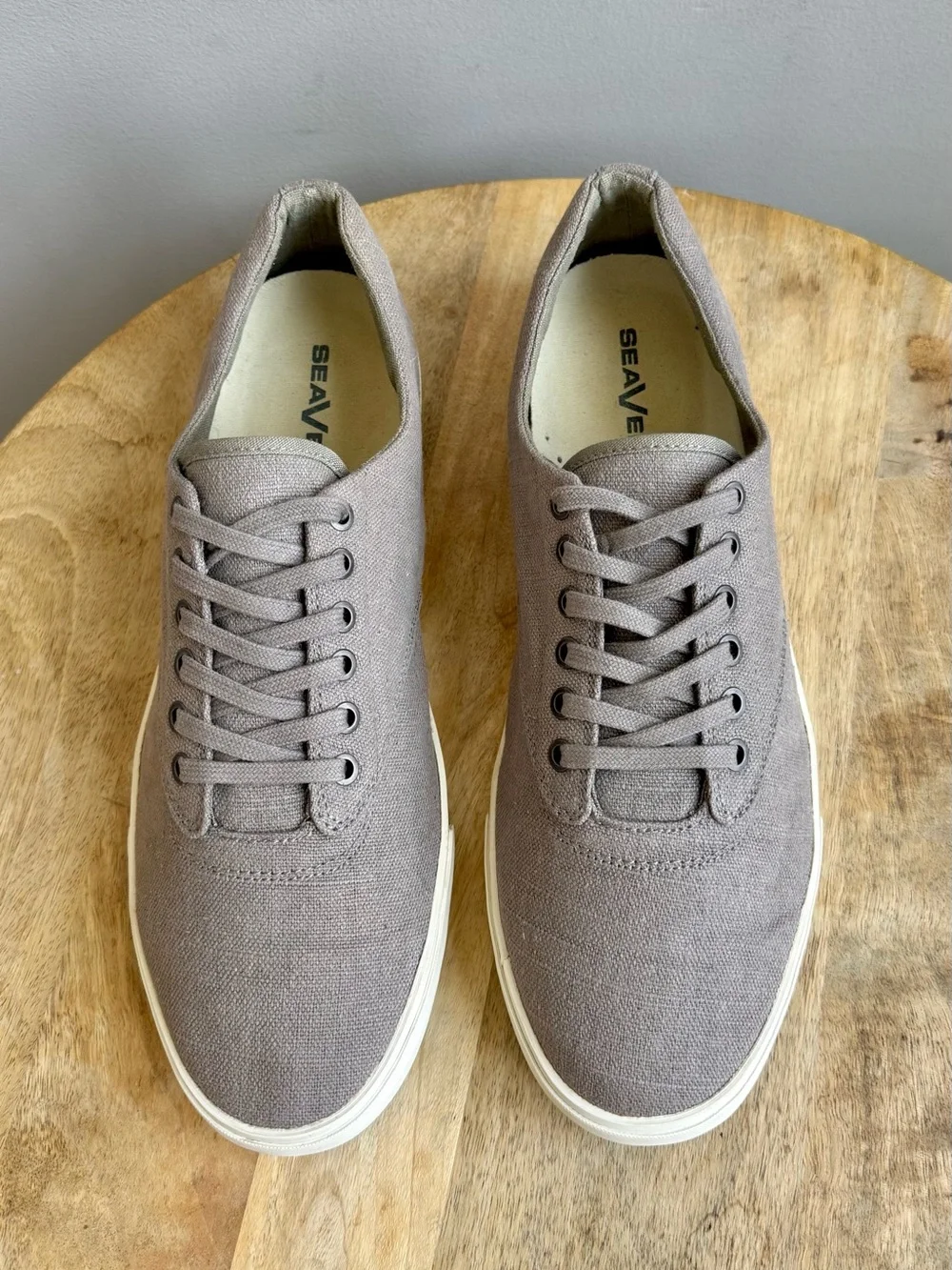 SeaVees Hermosa Plimsol Sneakers Men's 13 Tin Grey Lace Up Linen Varsity Shoes
